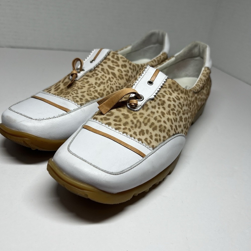 Walter Genuin Linea Stretch Ladies Golf Shoes 8/38.5 Leopard Print Italy